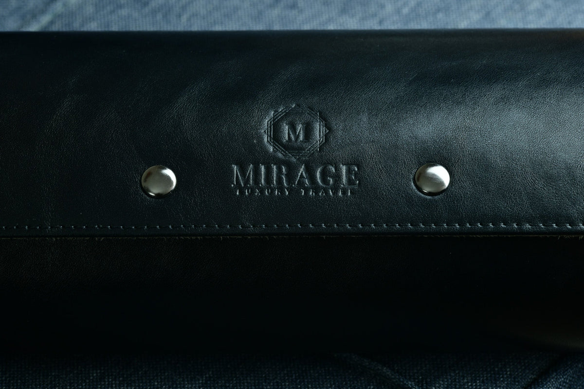 Sable Black Full-grain Cow Leather Watch Roll Case - 3 Watches