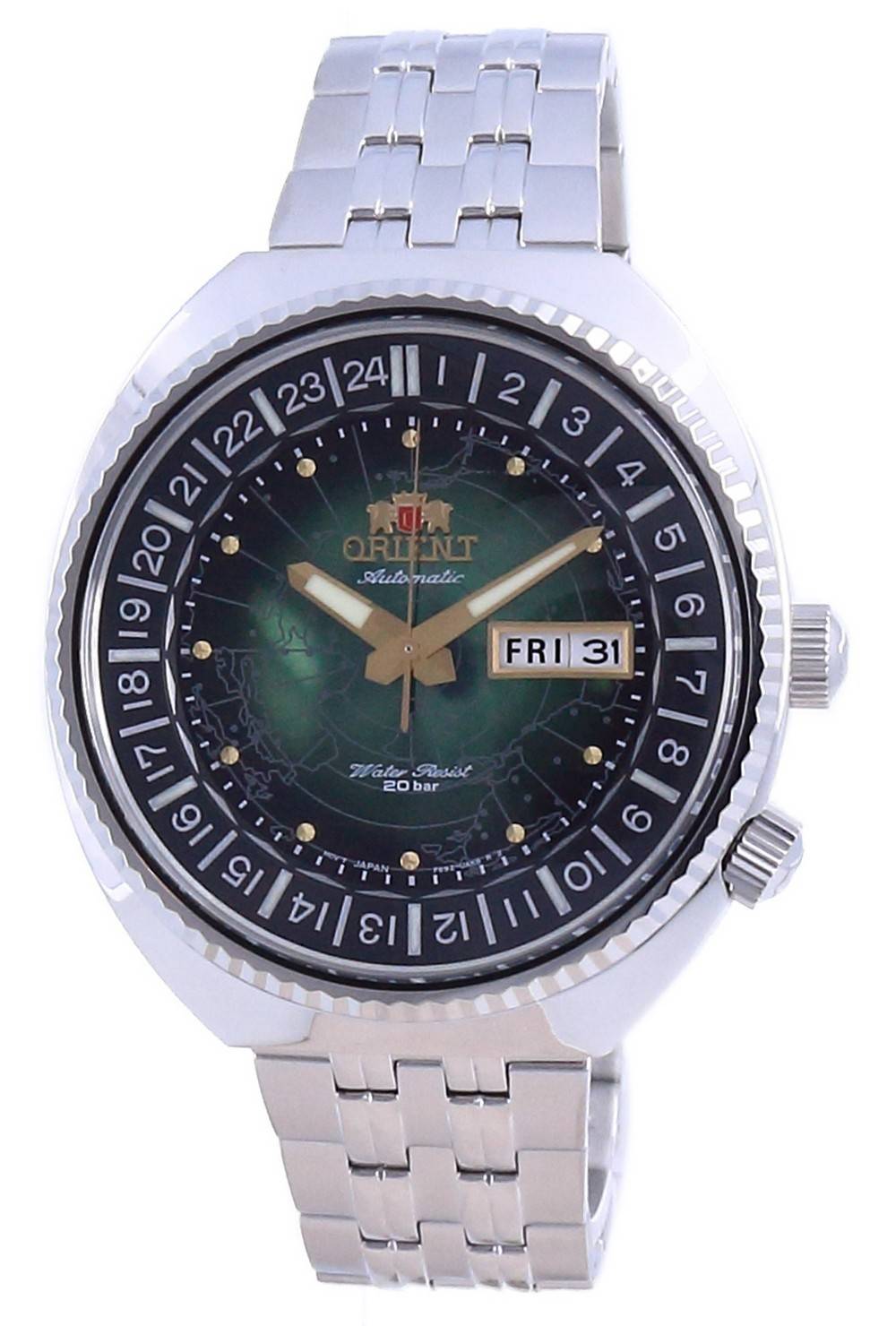 Refurbished Orient World Map Revival Stainless Steel Automatic Diver's RA-AA0E02E19B RA-AA0E02E39B 200M Men's Watch