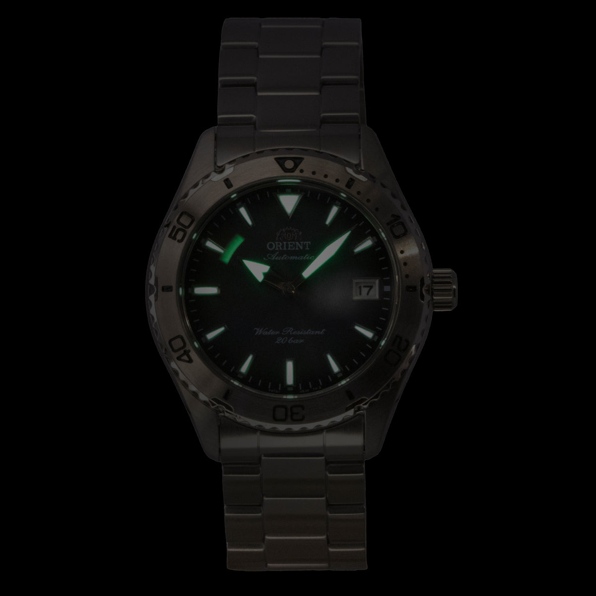 Orient Mako Sport Stainless Steel Green Dial Automatic Diver's RA-AC0Q13E 200M Men's Watch