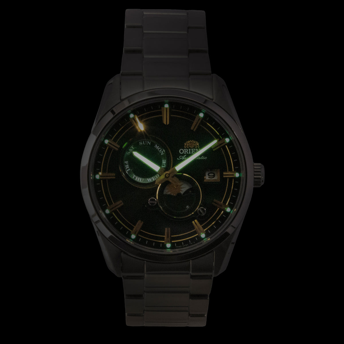 Orient Contemporary Stretto Sun And Moon Phase Green Dial Automatic RA-AK0314E Men's Watch