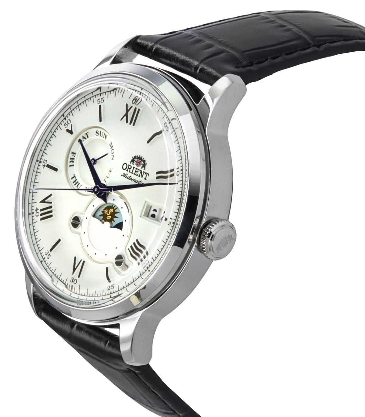 Orient Bambino Version 9 Sun And Moon Phase White Dial Automatic RA-AK0802S10B RA-AK0802S30B Men's Watch
