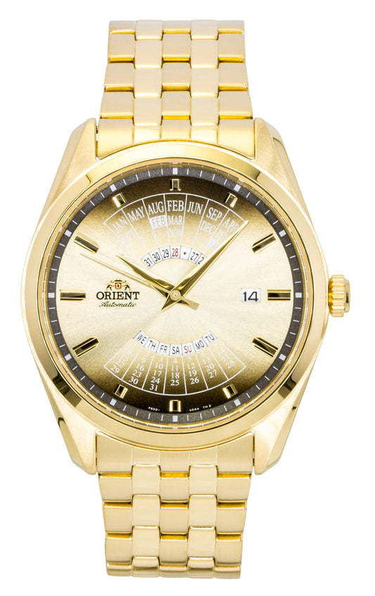 Orient Contemporary Multi Year Calendar Gold Tone Stainless Steel Champagne Dial Automatic RA-BA0001G00C Men's Watch