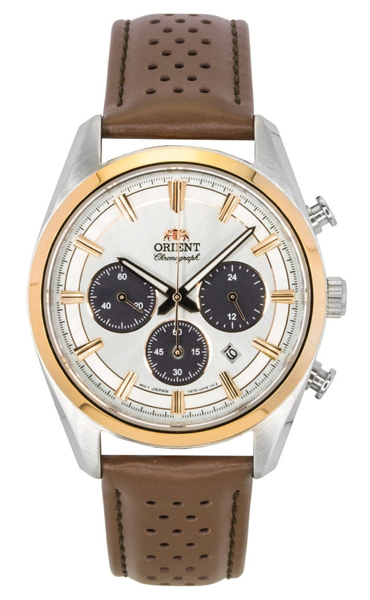 Orient Contemporary Chronograph Leather Strap White Dial Quartz RA-TX0306S Men's Watch