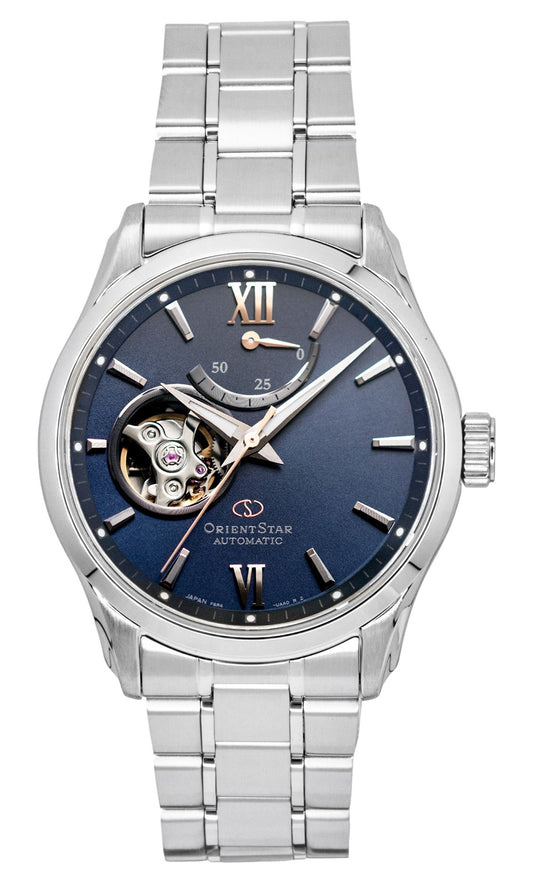 Orient Star Contemporary Limited Edition Stainless Steel Blue Grey Open Heart Dial Automatic RE-AT0021L 100M Men's Watch