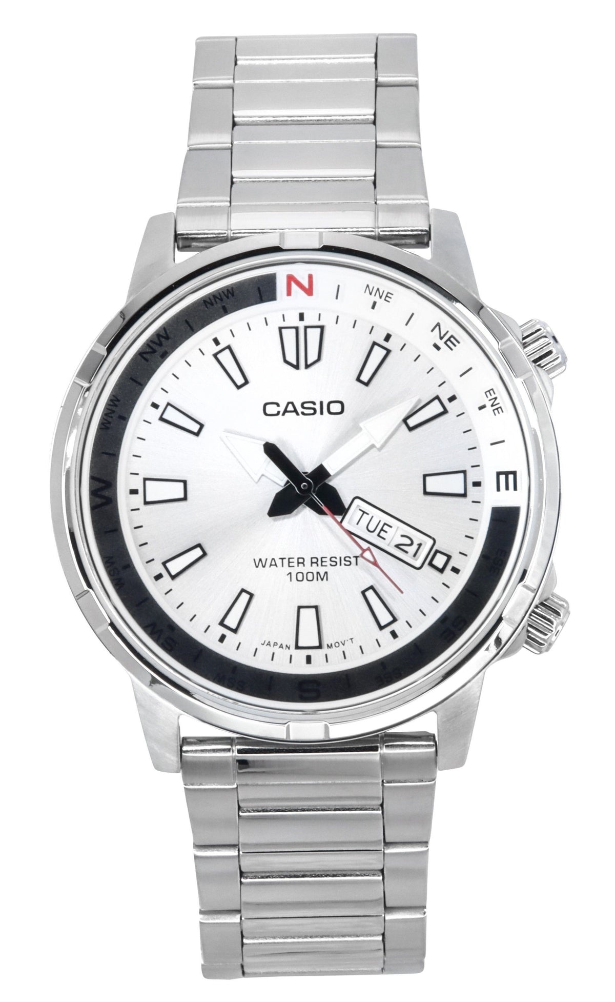 Refurbished Casio Standard Analog Stainless Steel Silver Dial Quartz MTD-130D-7AV 100M Men's Watch