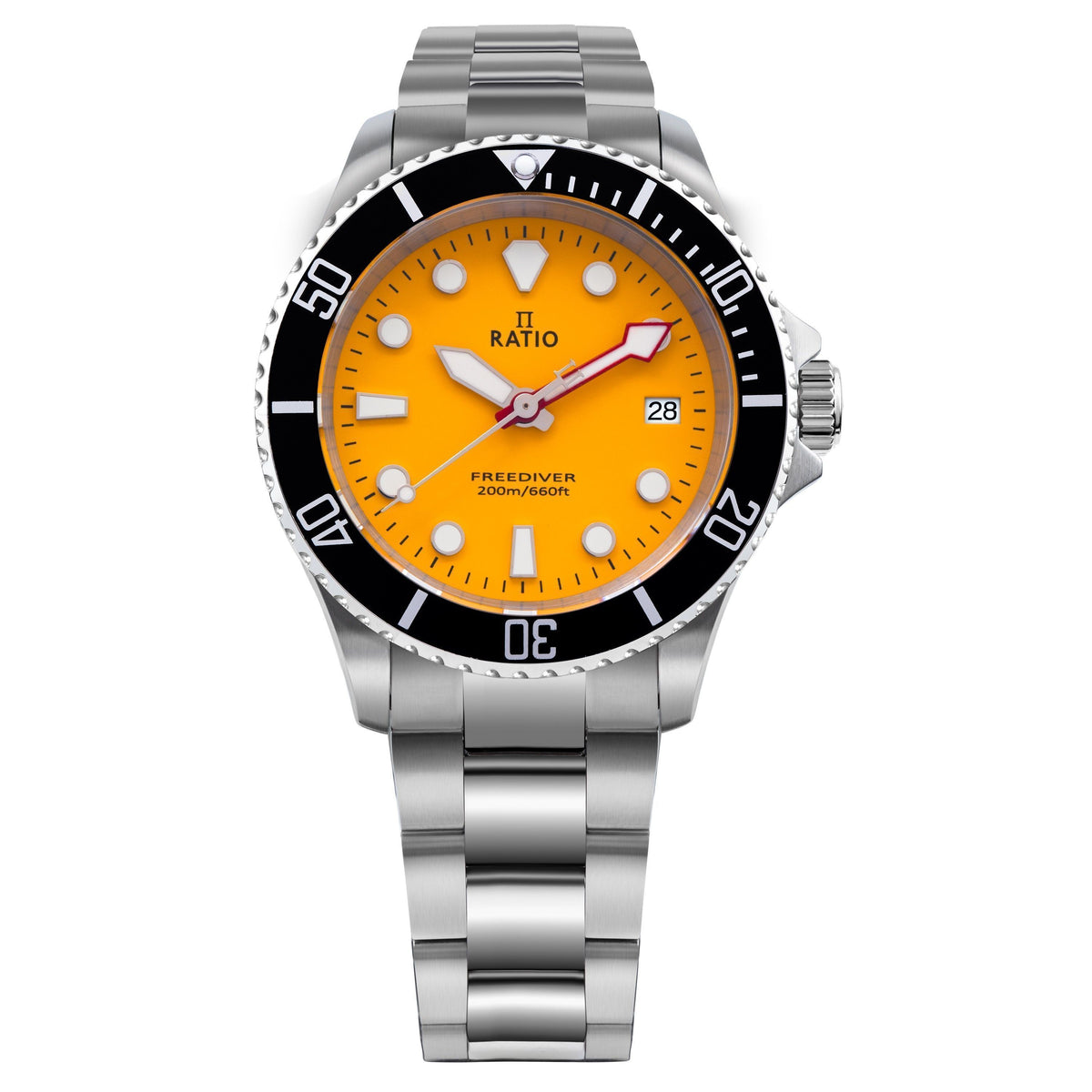 Ratio FreeDiver Sapphire Stainless Steel Yellow Dial Quartz RTF034 200M Men's Watch