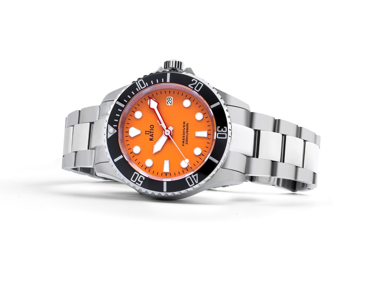 Ratio FreeDiver Sapphire Stainless Steel Orange Dial Quartz RTF035 200M Men's Watch