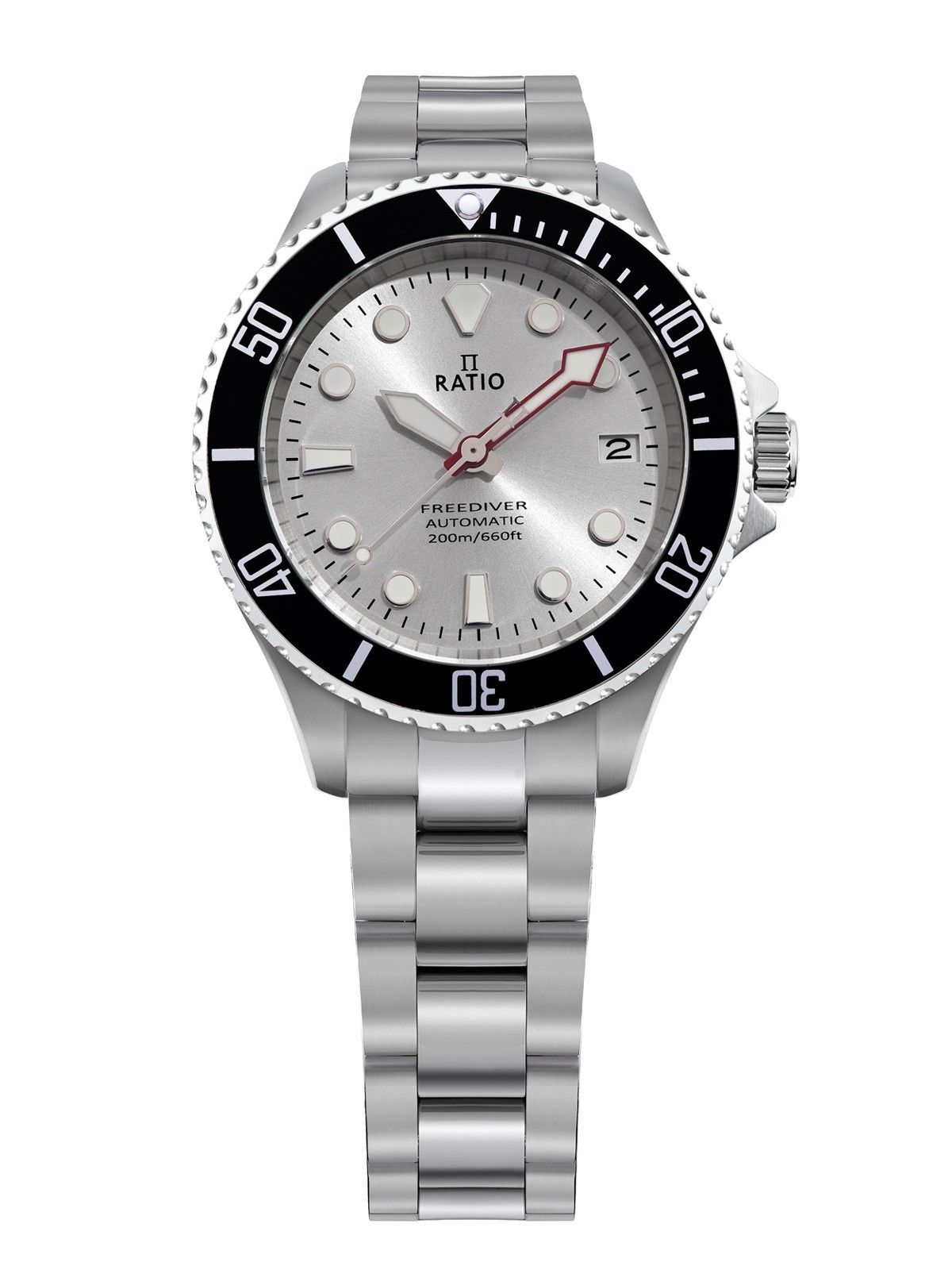 Ratio FreeDiver Sapphire Stainless Steel Silver Sunray Dial Automatic RTF048 200M Men's Watch