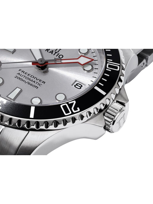 Ratio FreeDiver Sapphire Stainless Steel Silver Sunray Dial Automatic RTF048 200M Men's Watch