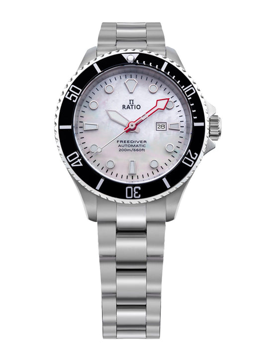 Ratio FreeDiver Sapphire Stainless Steel White Mother Of Pearl Dial Automatic RTFL841 200M Women's Watch