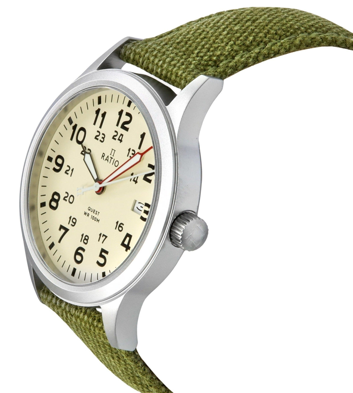 Ratio Quest Men's Field Watch Sapphire Canvas Strap Quartz RTQ019 100M Lewis And Clark Edition