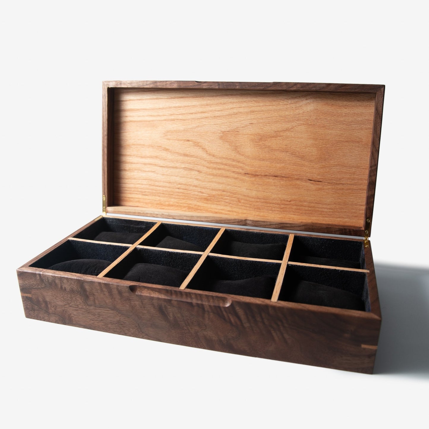 Handmade Watch Box Black Walnut and Oak 8 Compartments - Veloce - The App For Watch Collectors