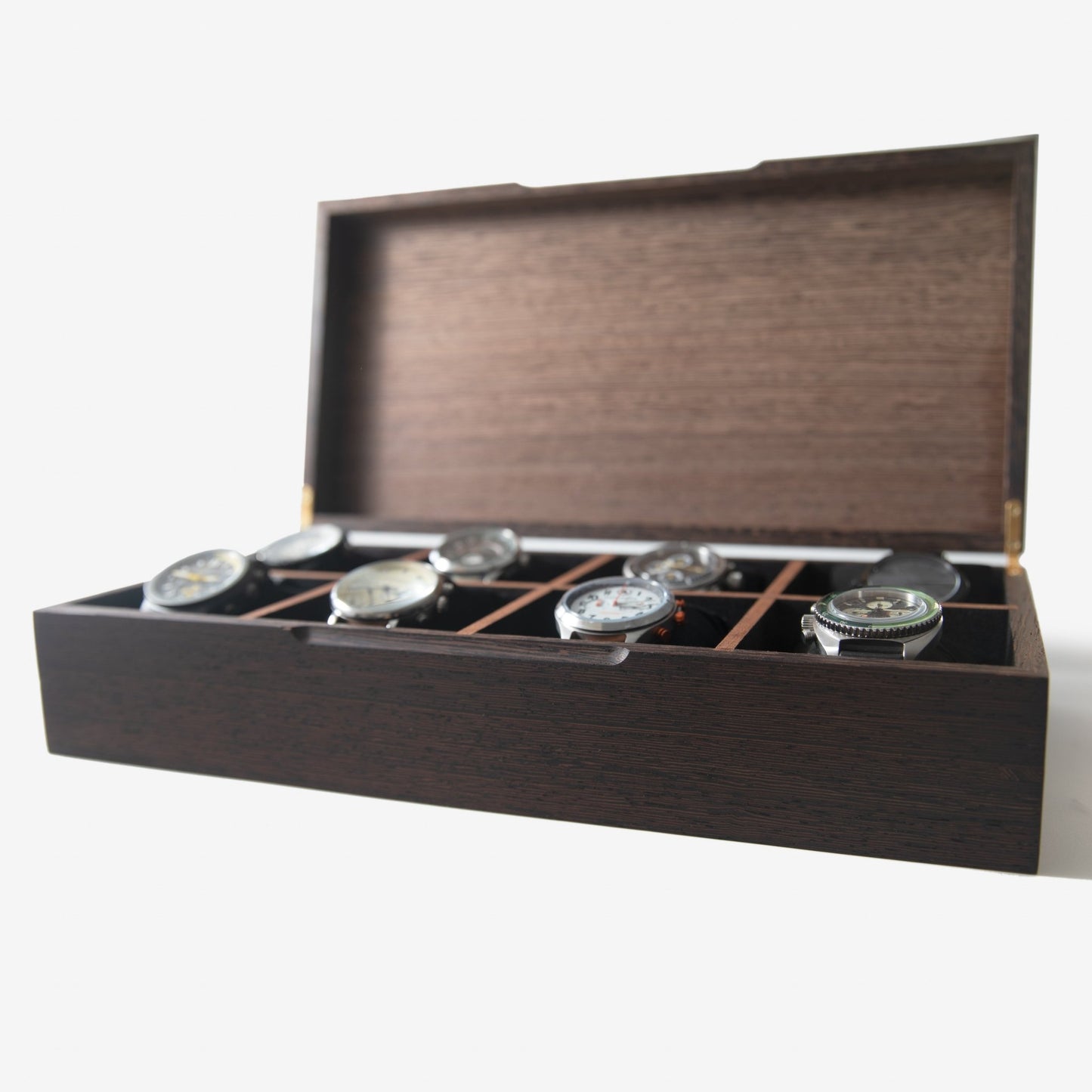 Handmade Wenge Hardwood Watch Box With 8 Compartments - Veloce - The App For Watch Collectors