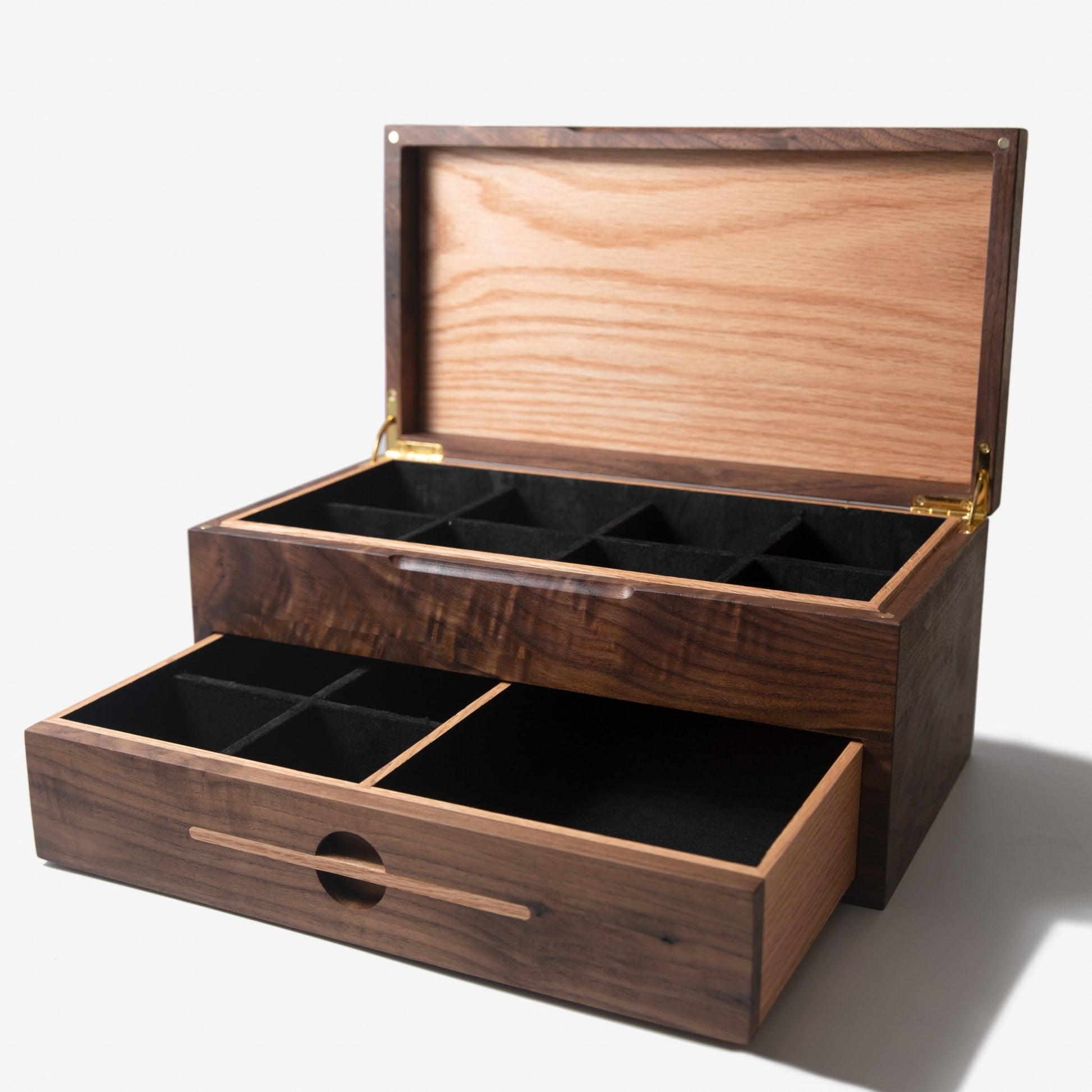 Watch Box Drawer Black Walnut And Oak 12 To 16 Compartments - Veloce - The App For Watch Collectors