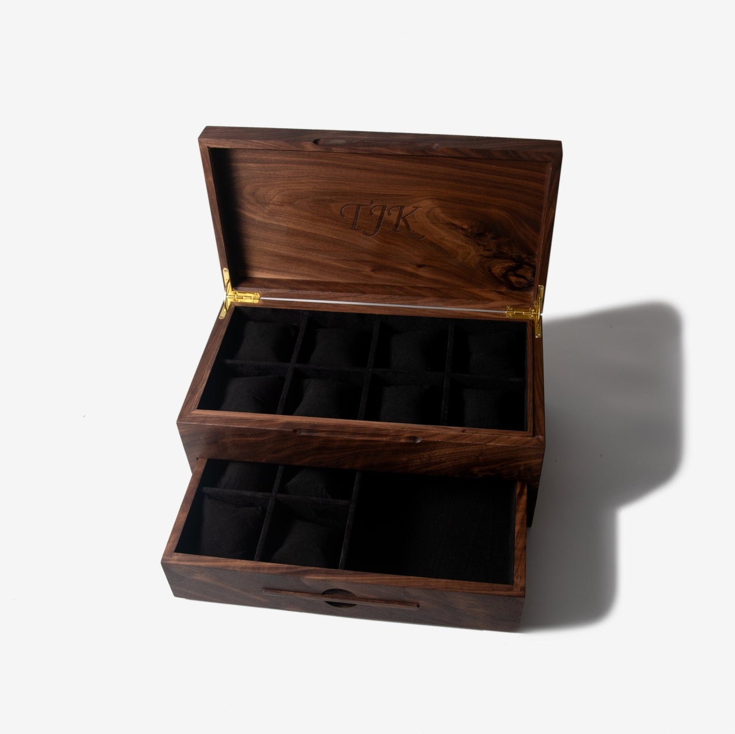 Watch Box With Drawer Black Walnut 12 To 16 Compartments - Veloce - The App For Watch Collectors