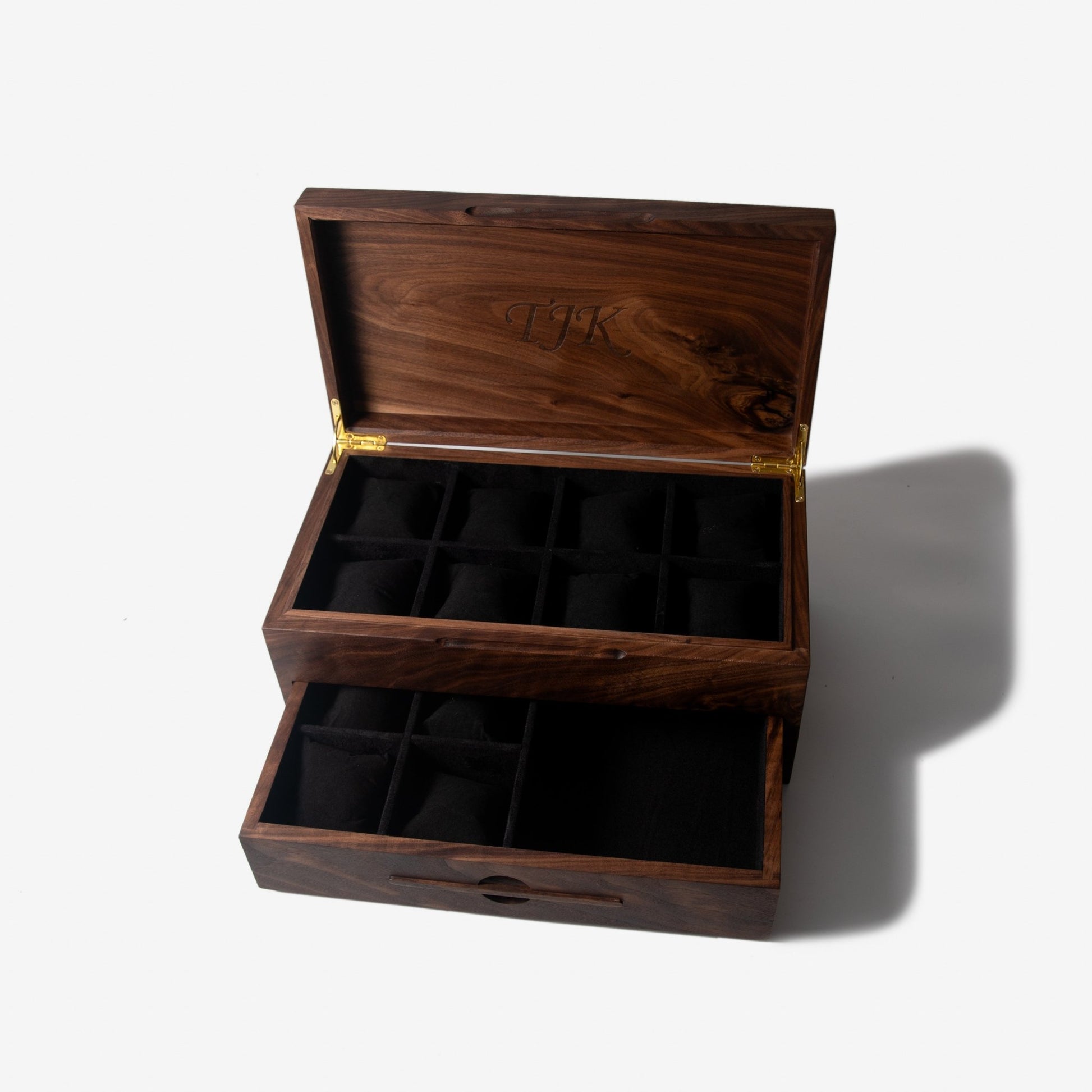 Watch Box With Drawer Black Walnut 12 To 16 Compartments - Veloce - The App For Watch Collectors