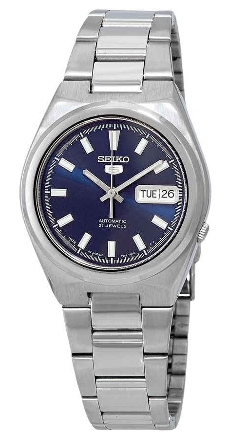 Refurbished Seiko 5 Date-Day Stainless Steel Blue Dial 21 Jewels Automatic SNKC51J1 Men's Watch