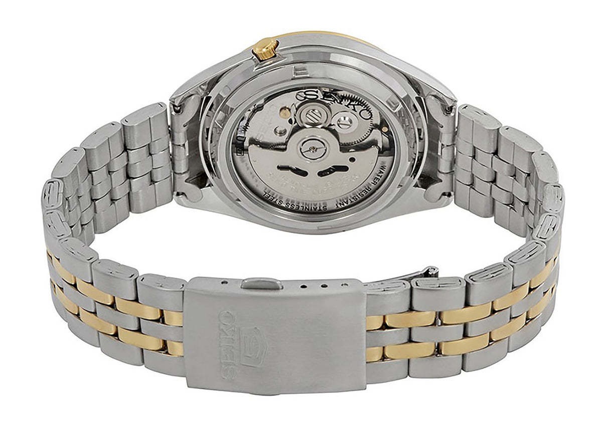 Seiko 5 Two Tone Stainless Steel White Dial 21 Jewels Automatic SNKL24K1 Men's Watch