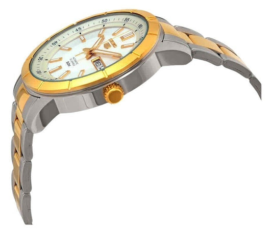 Seiko 5 Two Tone Stainless Steel Silver Dial 21 Jewels Automatic SNKN58K1 Men's Watch