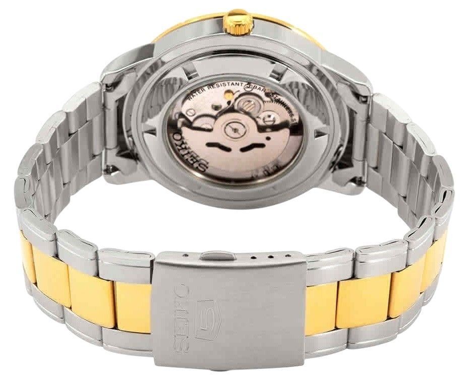 Seiko 5 Two Tone Stainless Steel Silver Dial 21 Jewels Automatic SNKN58K1 Men's Watch