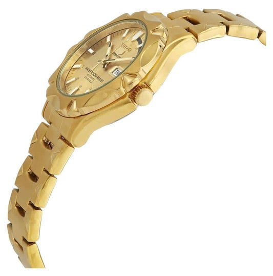 Seiko 5 Sports Gold Tone Stainless Steel Gold Dial 23 Jewels Automatic SNZ450J1 100M Men's Watch