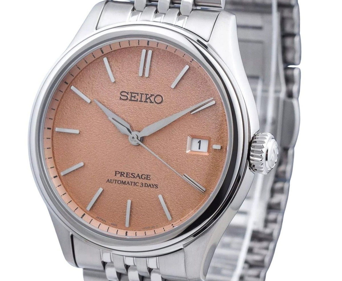 Seiko Presage Classic Araigaki Stainless Steel Orange Dial Automatic SPB467J1 100M Men's Watch