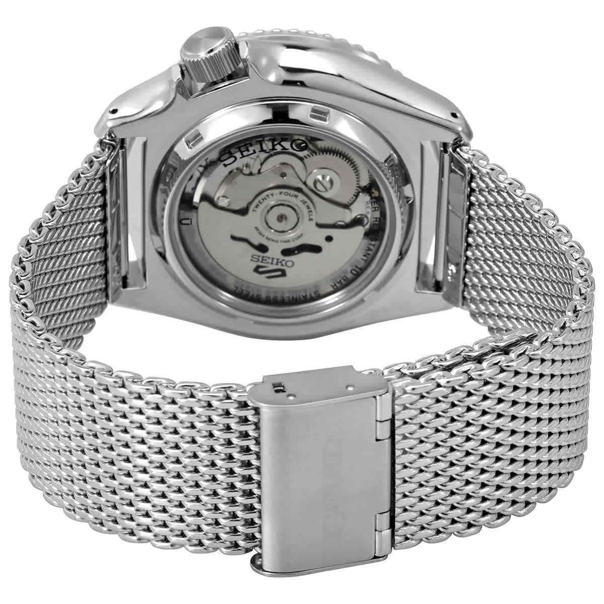 Seiko 5 Sports Champagne Dial Stainless Steel Mesh Automatic SRPE75 SRPE75K1 SRPE75K 100M Men's Watch
