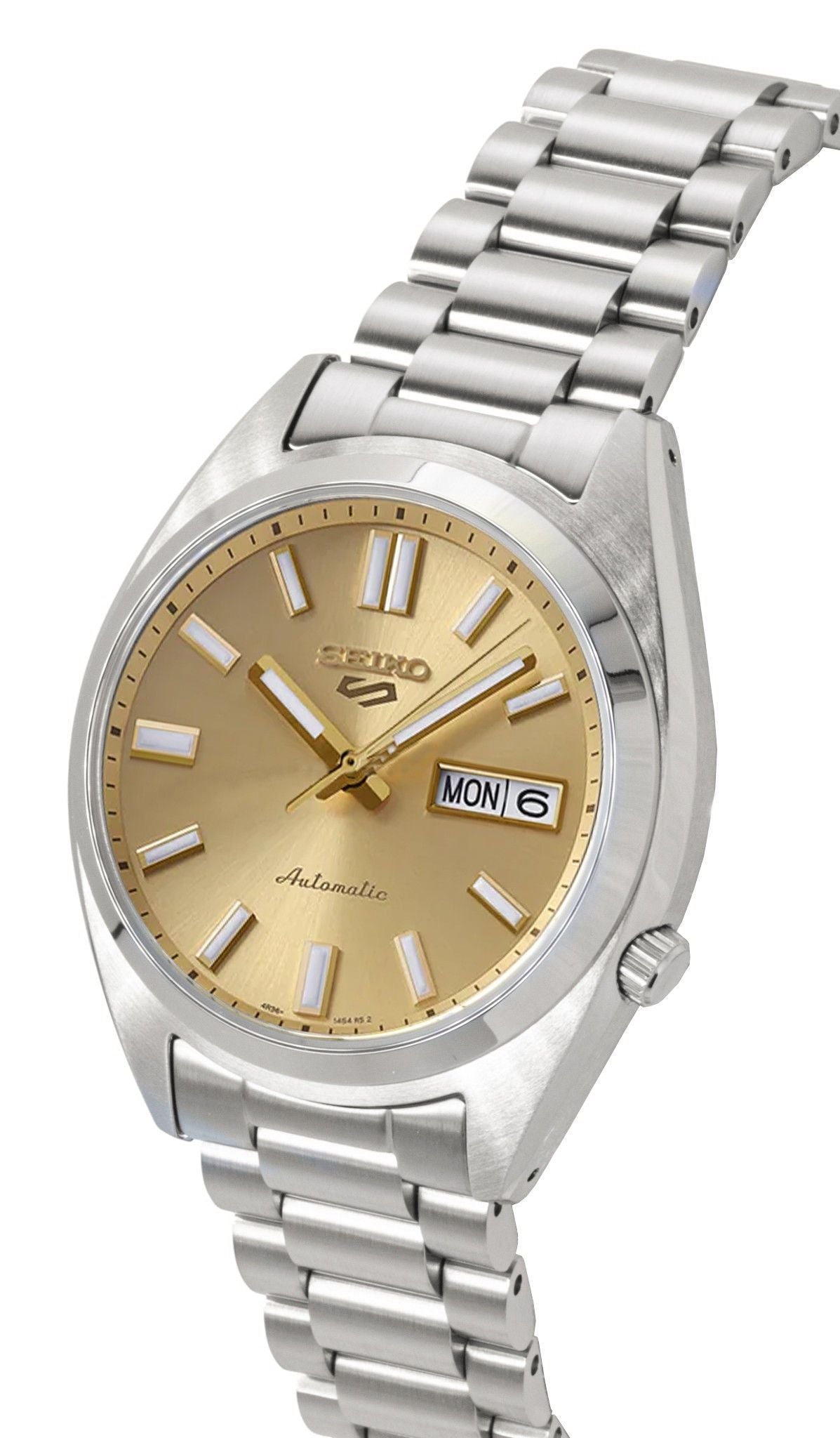 Seiko 5 Sports SNXS Stainless Steel Gold Dial Automatic SRPL59K1 100M Men's Watch