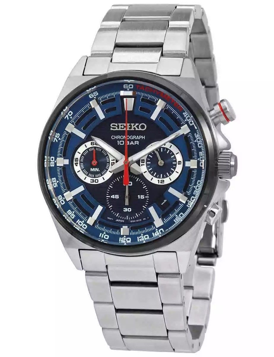 Seiko Conceptual Chronograph Stainless Steel Blue Dial Quartz SSB407P1 100M Men's Watch
