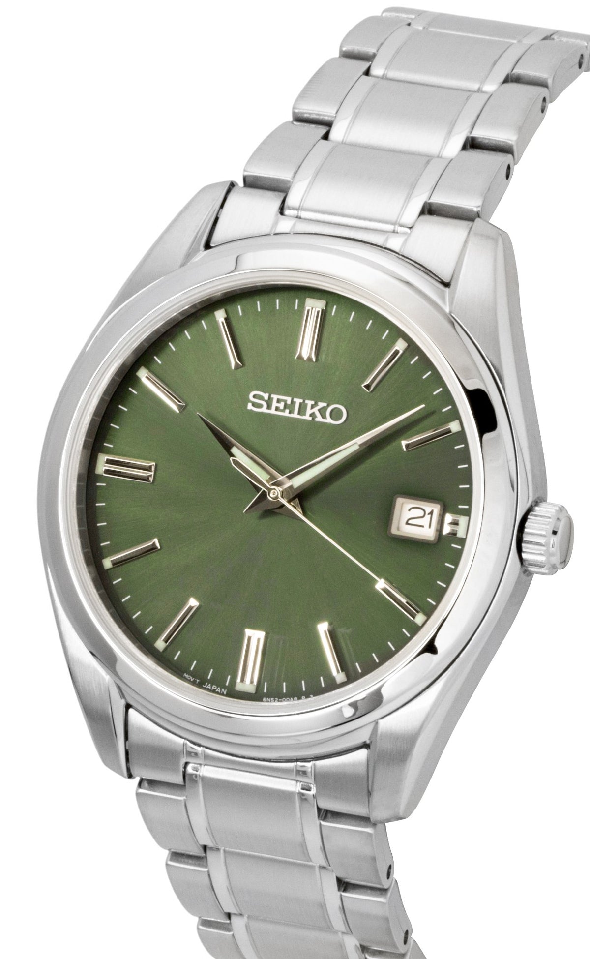 Seiko Stainless Steel Green Dial Quartz SUR527P1 100M Men's Watch