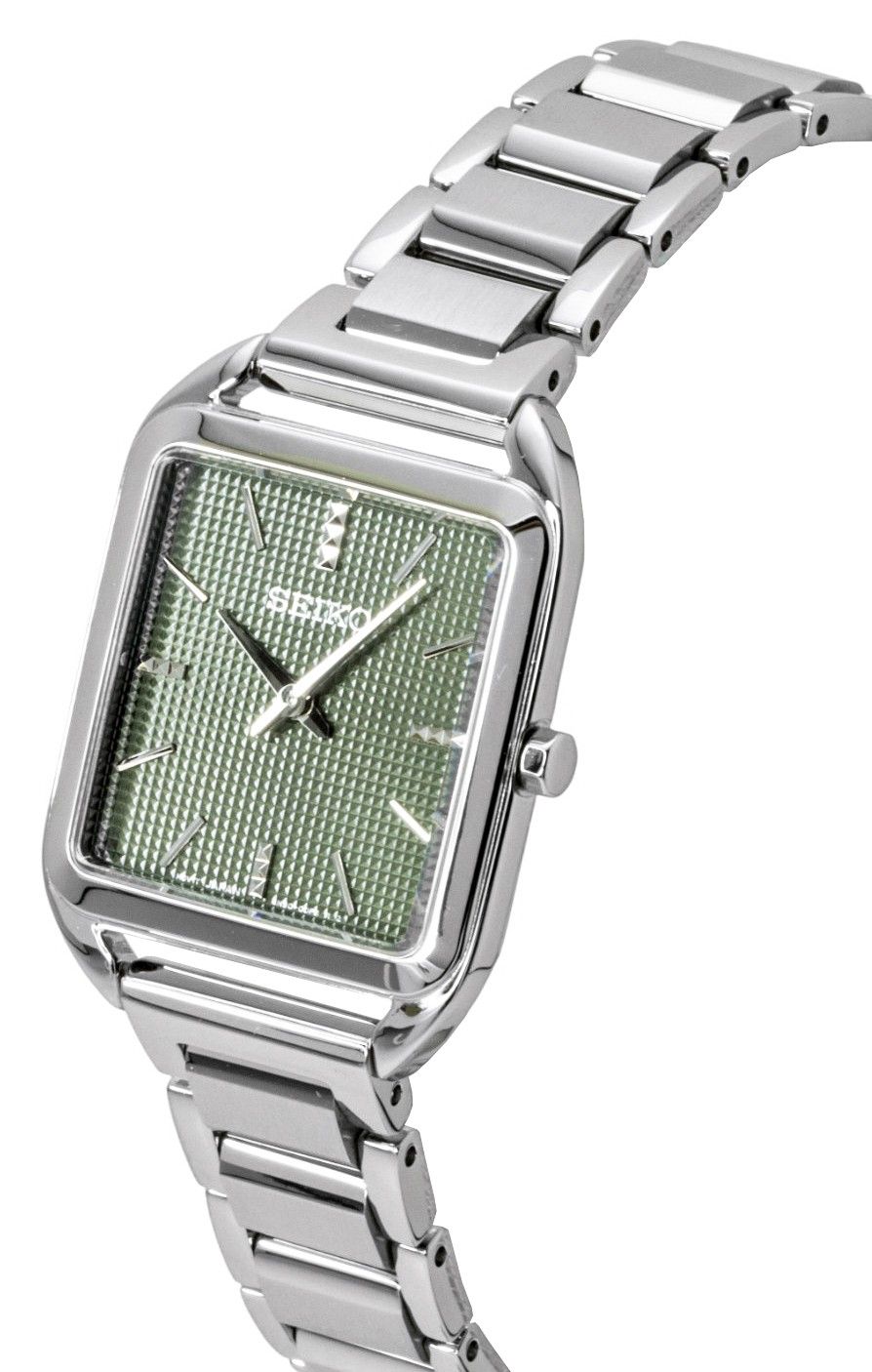 Seiko Essentials Stainless Steel Green Dial Quartz SWR075P1 Women's Watch