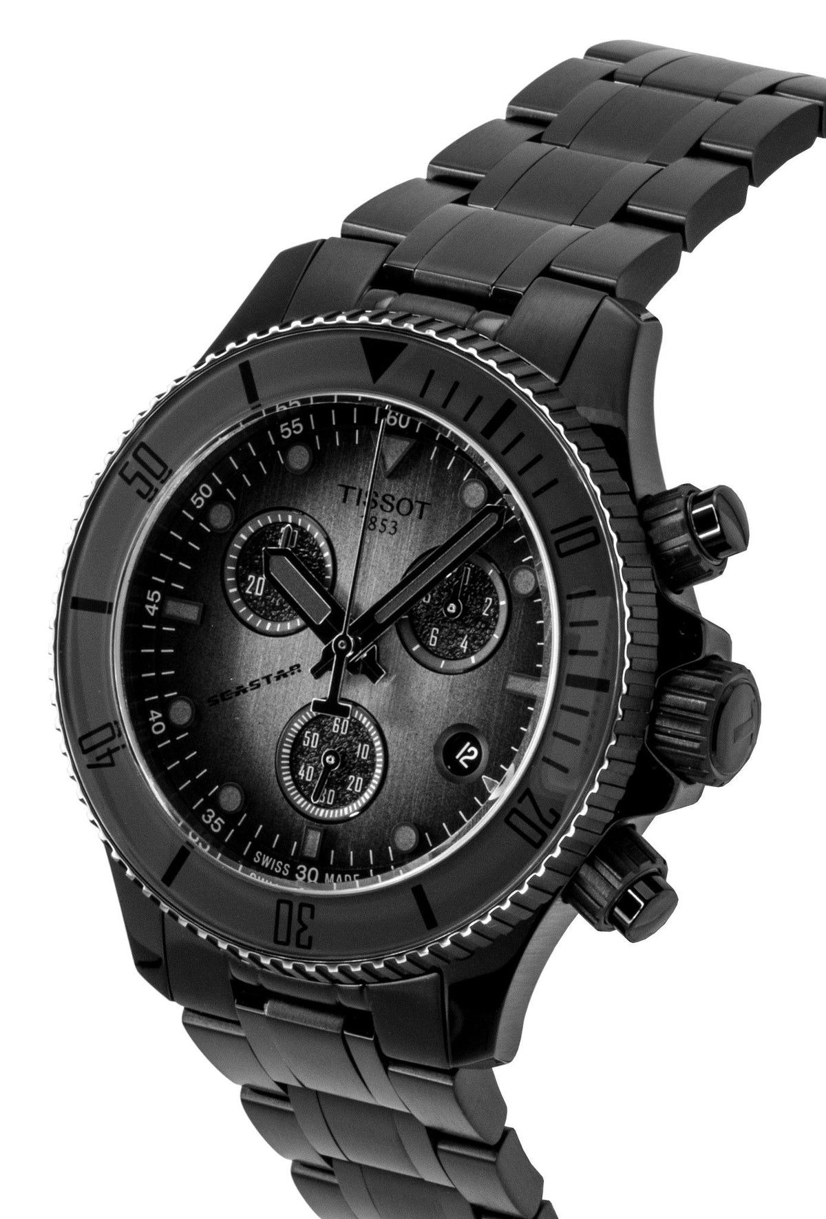 Tissot Seastar 1000 Chronograph Black Stainless Steel Black Dial Quartz Diver's T120.217.33.061.00 300M Men's Watch