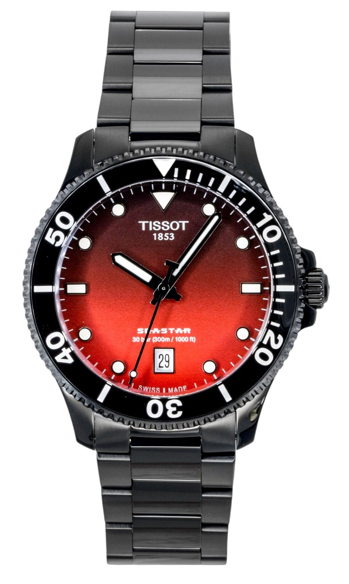 Tissot SeaStar 1000 Stainless Steel Red And Black Dial Quartz T120.410.33.421.00 300M Men's Watch