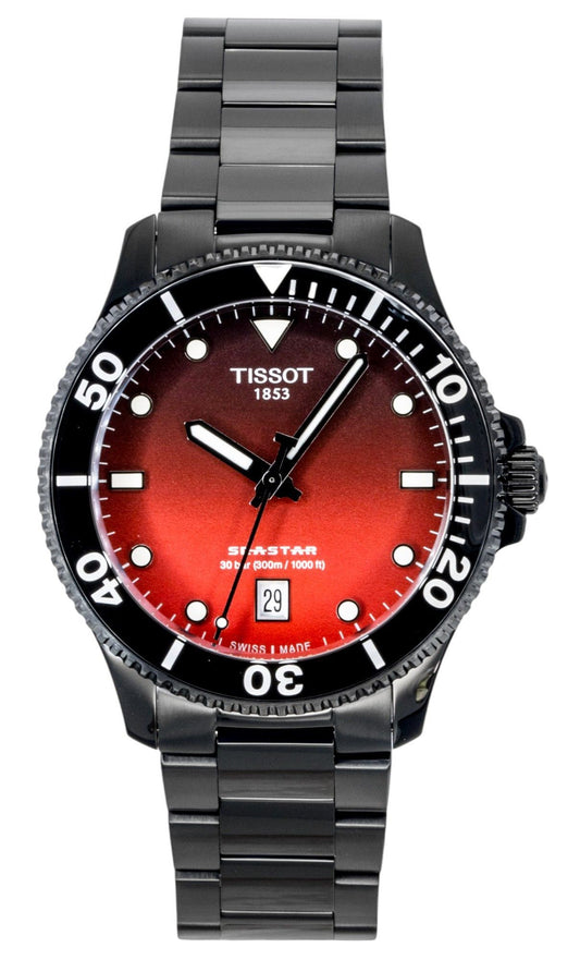 Tissot SeaStar 1000 Stainless Steel Red And Black Dial Quartz T120.410.33.421.00 300M Men's Watch