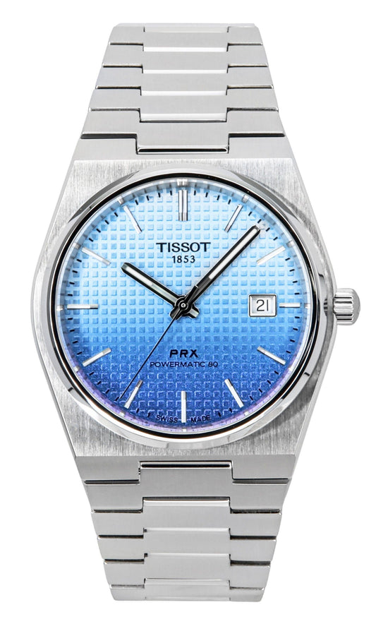 Tissot PRX Powermatic 80 Gradient Stainless Steel Ice Blue Chameleon Dial Automatic T137.407.11.351.01 100M Men's Watch