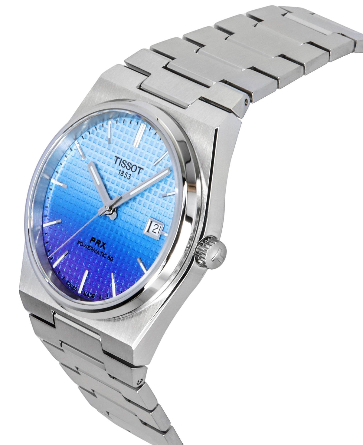 Tissot PRX Powermatic 80 Gradient Stainless Steel Ice Blue Chameleon Dial Automatic T137.407.11.351.01 100M Men's Watch