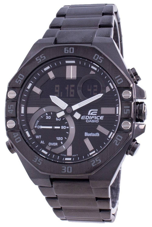 Refurbished Casio Edifice Analog Digital Smartphone Link Stainless Steel Black Dial Quartz ECB-10DC-1A 100M Men's Watch