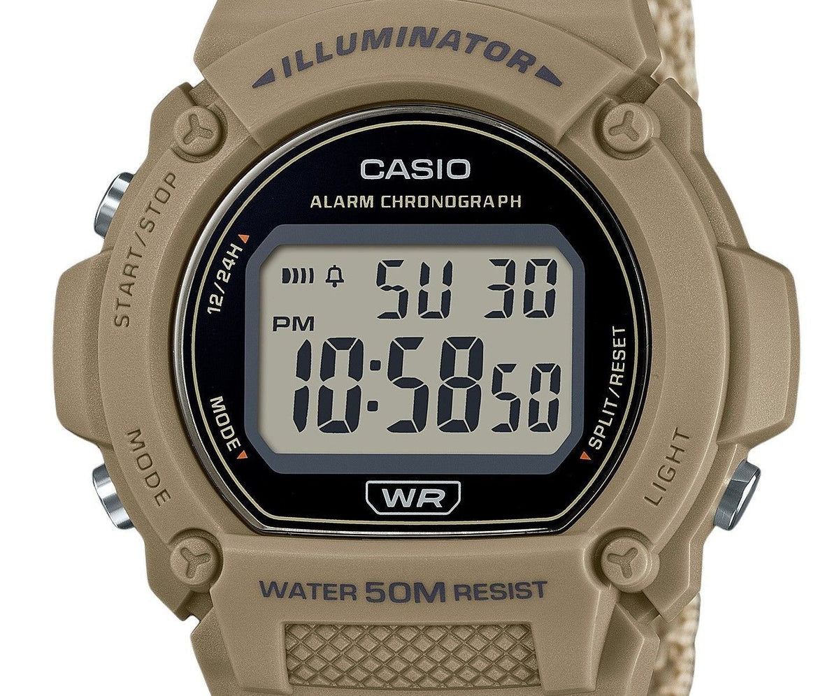 Casio Standard Brown Digital Cloth Strap Quartz W-219HB-5AV Men's Watch