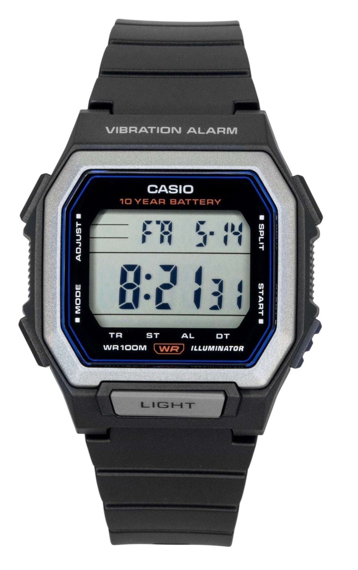 Casio Digital Resin Strap Black Dial Quartz W-738H-1AV 100M Men's Watch