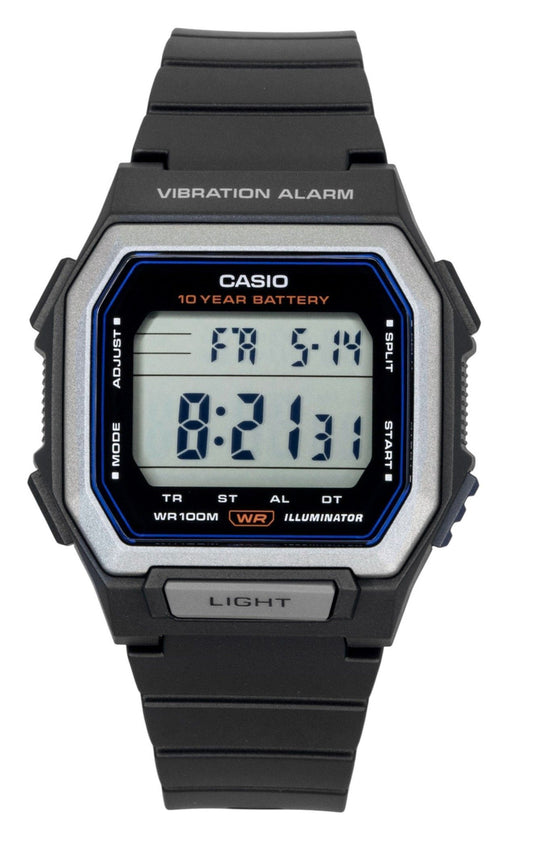 Casio Digital Resin Strap Black Dial Quartz W-738H-1AV 100M Men's Watch