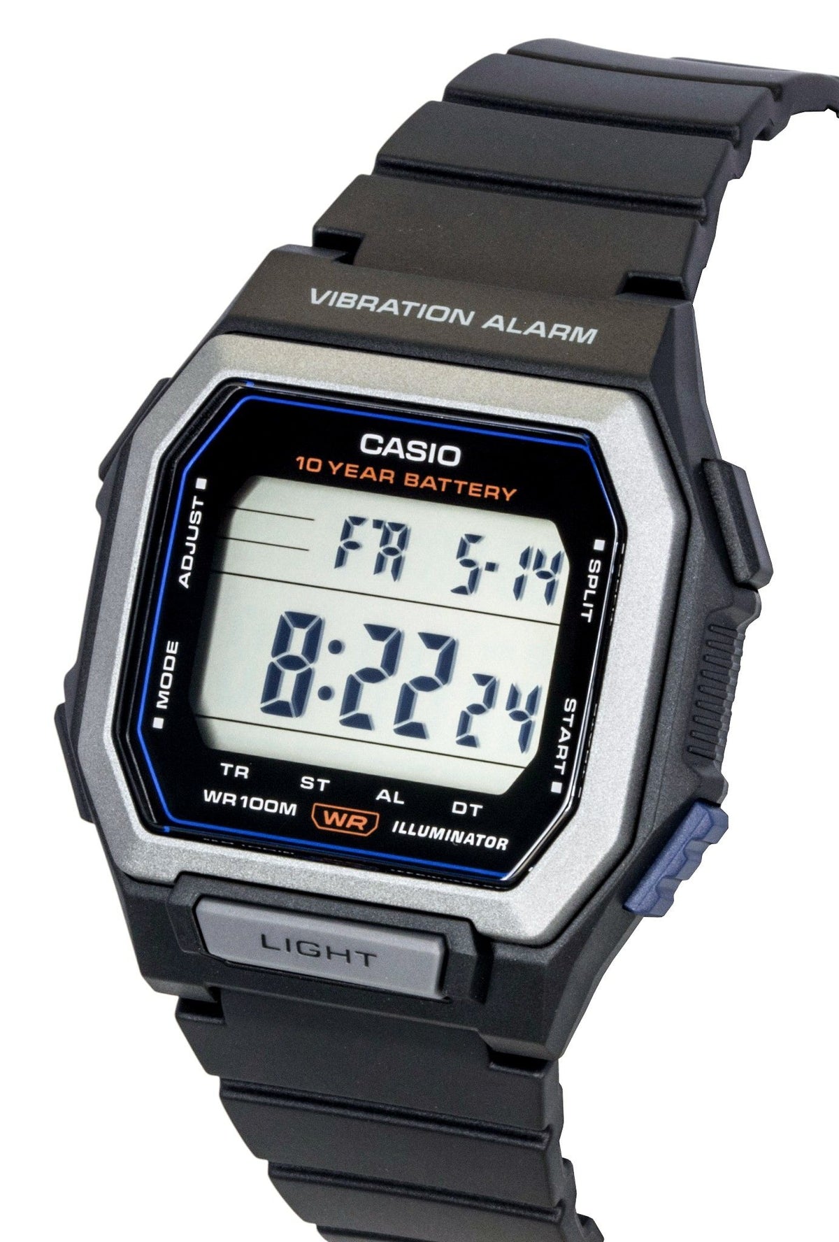 Casio Digital Resin Strap Black Dial Quartz W-738H-1AV 100M Men's Watch