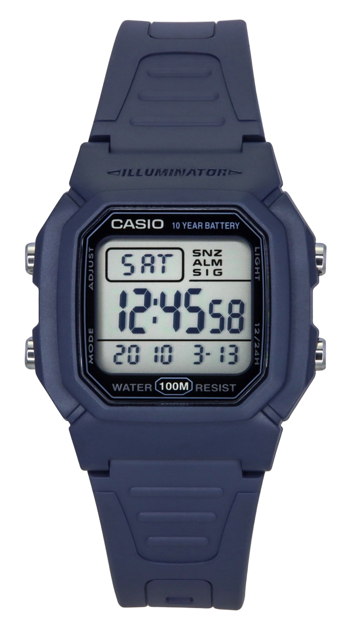 Casio Digital Resin Strap Light Blue Quartz W-800H-2AV 100M Men's Watch