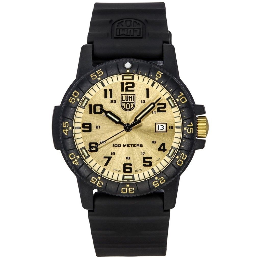 Luminox Sea Turtle Giant Plastic Strap Gold Dial Swiss Quartz XS.0325.GP 100M Men's Watch