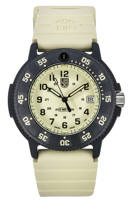 Luminox Original Navy Seal EVO Rubber Strap Beige Dial Quartz Diver's XS.3010.EVO.S 200M Men's Watch