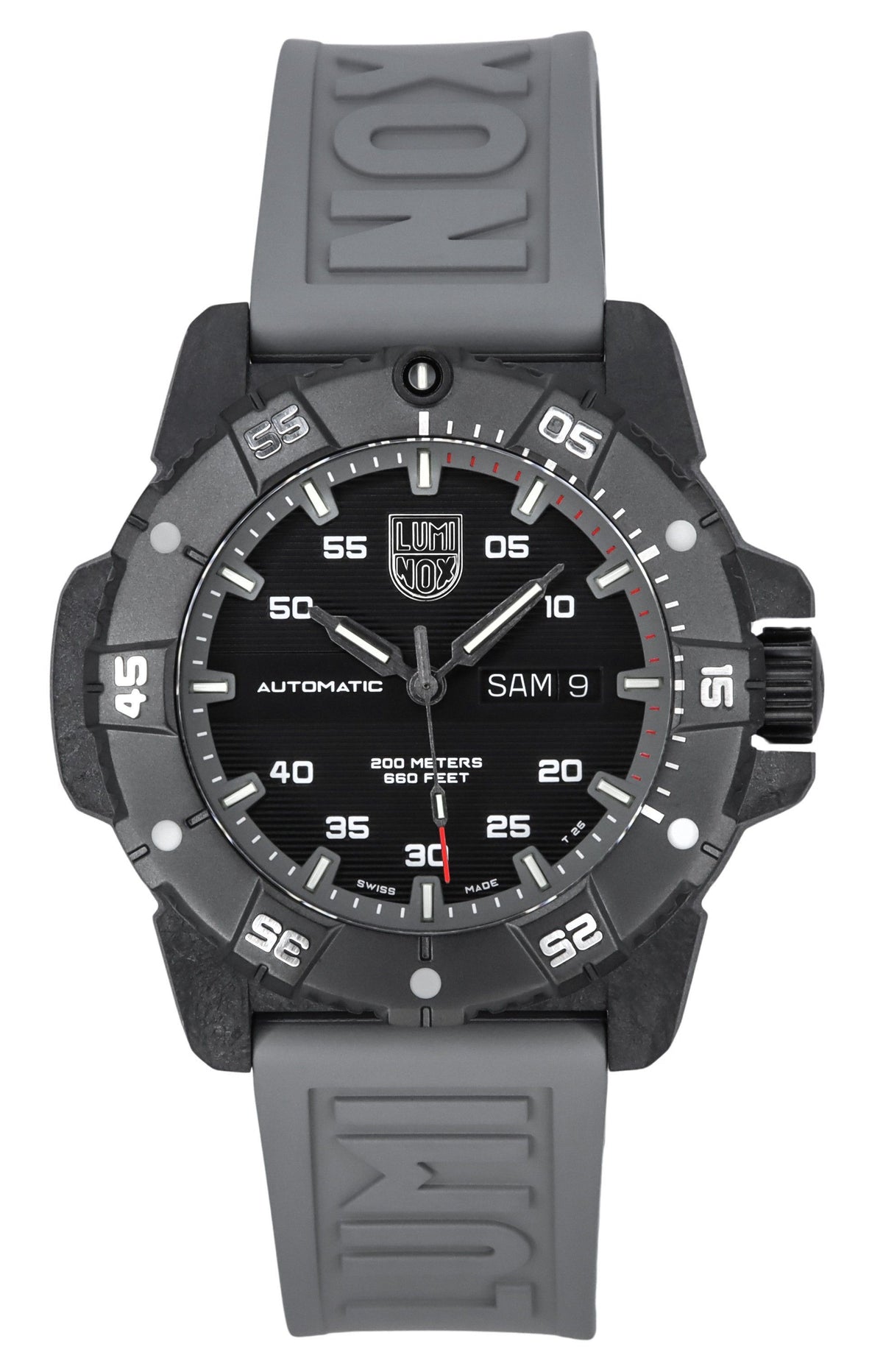 Luminox Master Carbon SEAL Grey Rubber Strap Black Dial Swiss Automatic Diver's XS.3862 200M Men's Watch