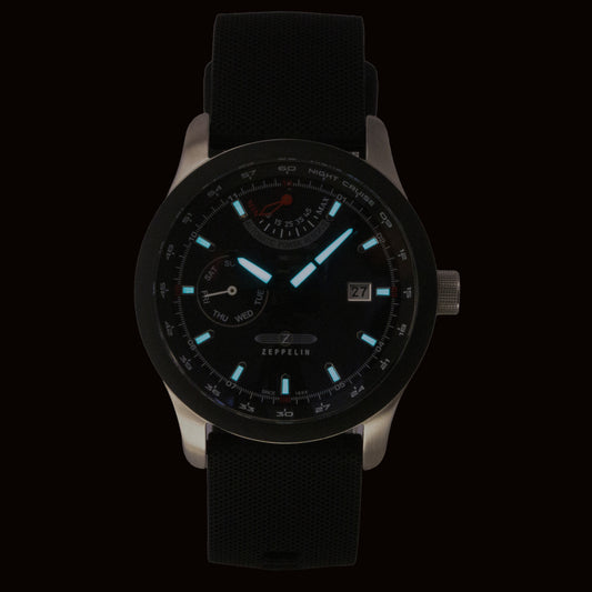 Zeppelin Night Cruise Rubber Strap Black Dial Automatic 72622 100M Men's Watch