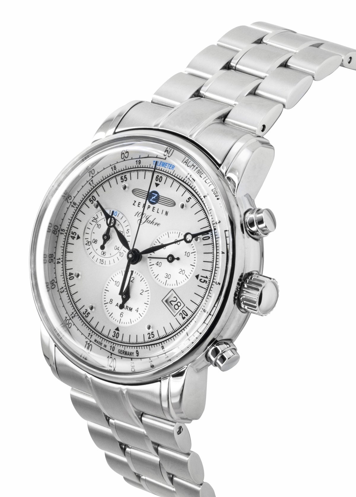 Zeppelin 100 Jahre Chronograph Stainless Steel White Dial Quartz 7680MB1 Men's Watch