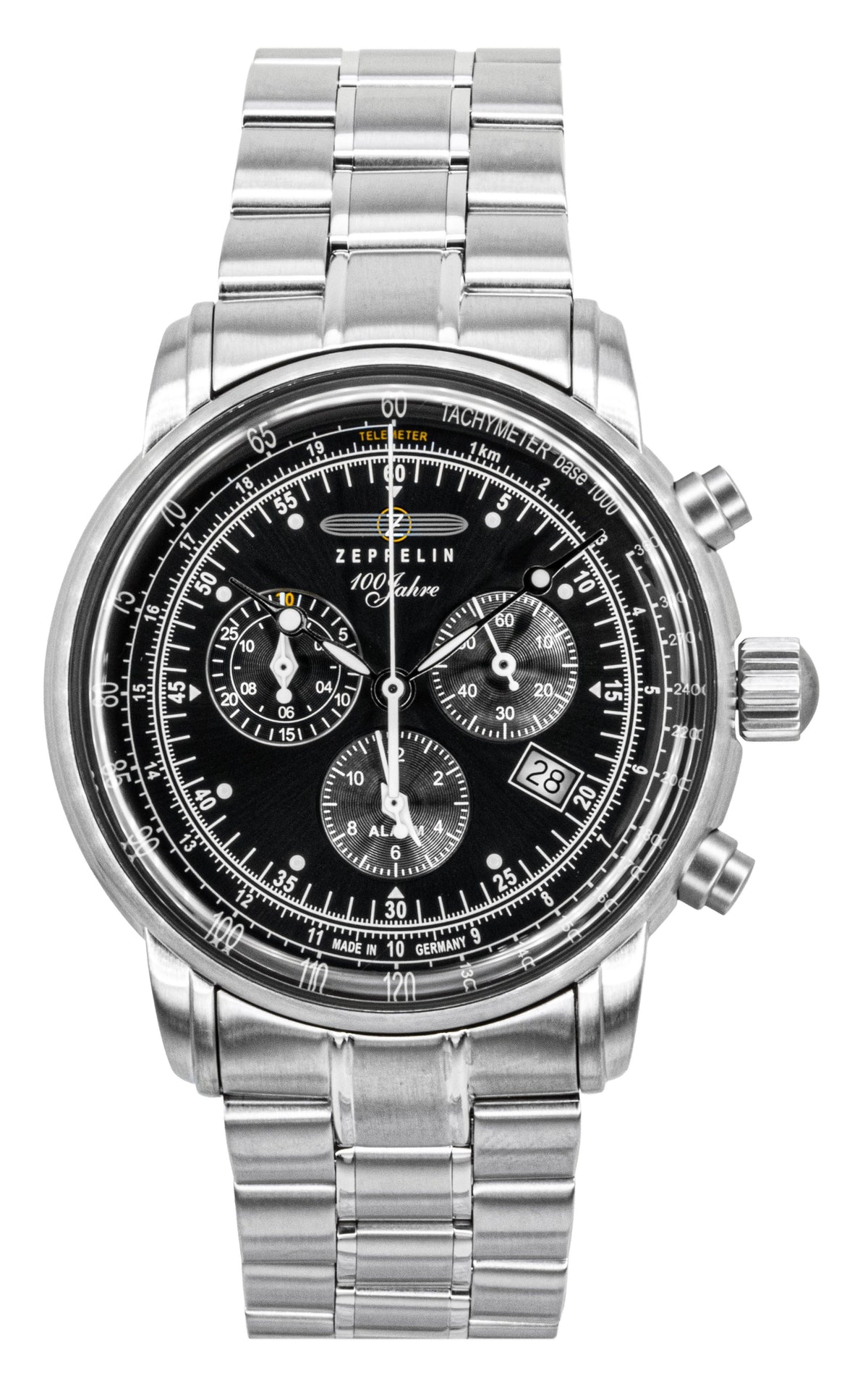 Zeppelin 100 Jahre Chronograph Stainless Steel Black Dial Quartz 7680MB2 Men's Watch