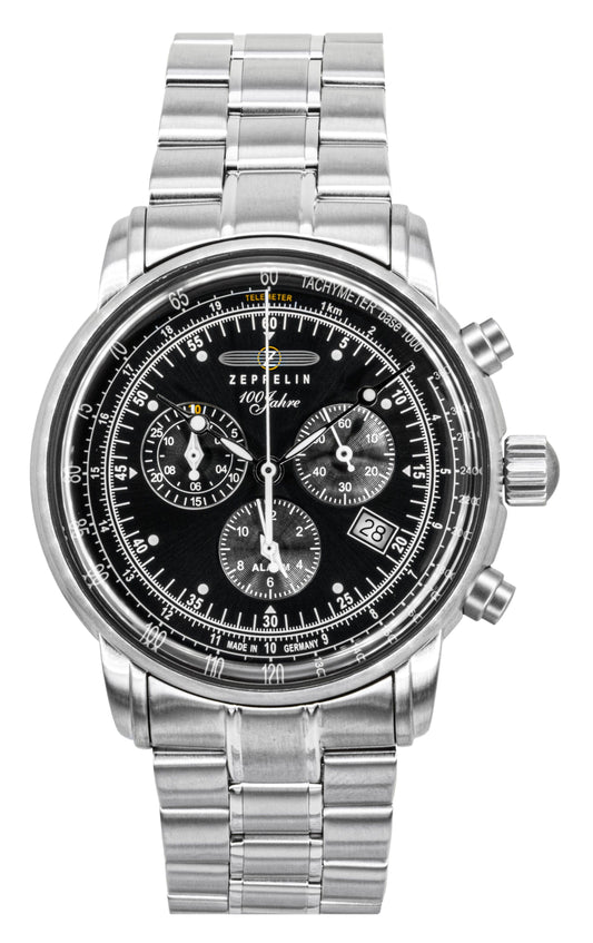 Zeppelin 100 Jahre Chronograph Stainless Steel Black Dial Quartz 7680MB2 Men's Watch