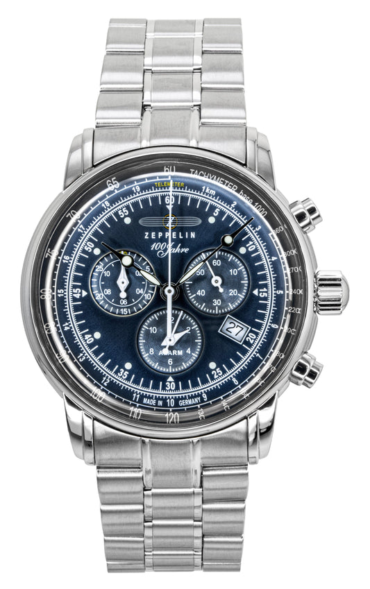 Zeppelin 100 Jahre Chronograph Stainless Steel Blue Dial Quartz 7680MB3 Men's Watch